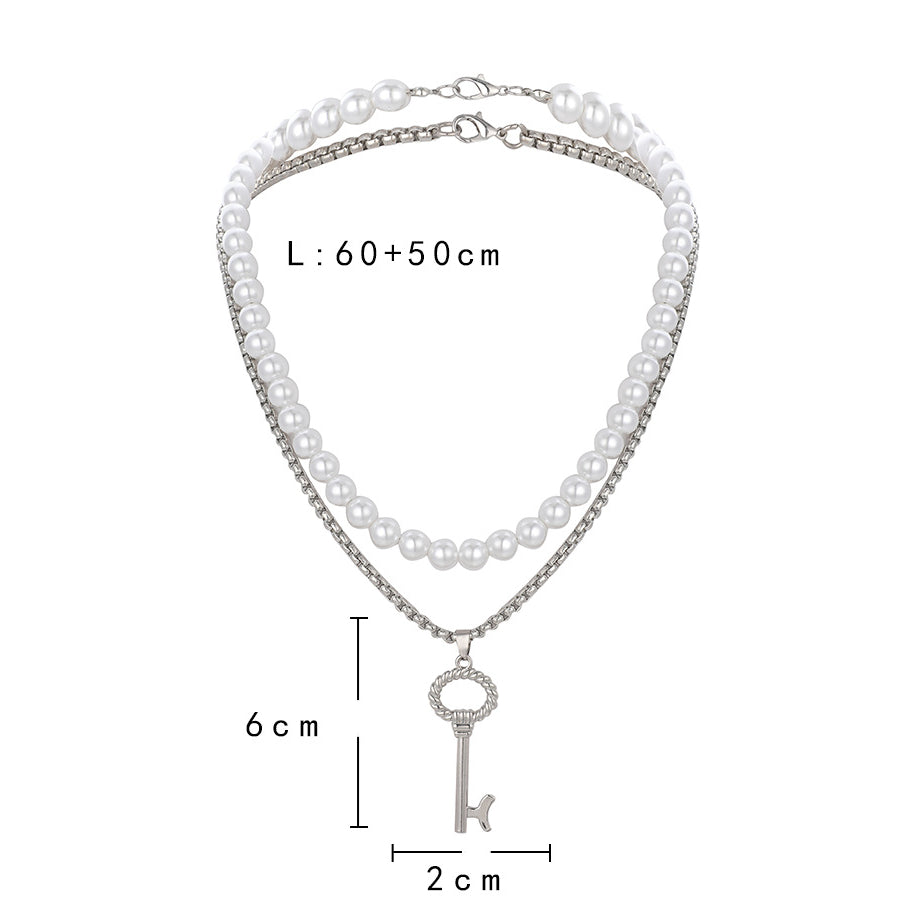 Collar de hombre apilado de perlas de acero titanio al por mayor
